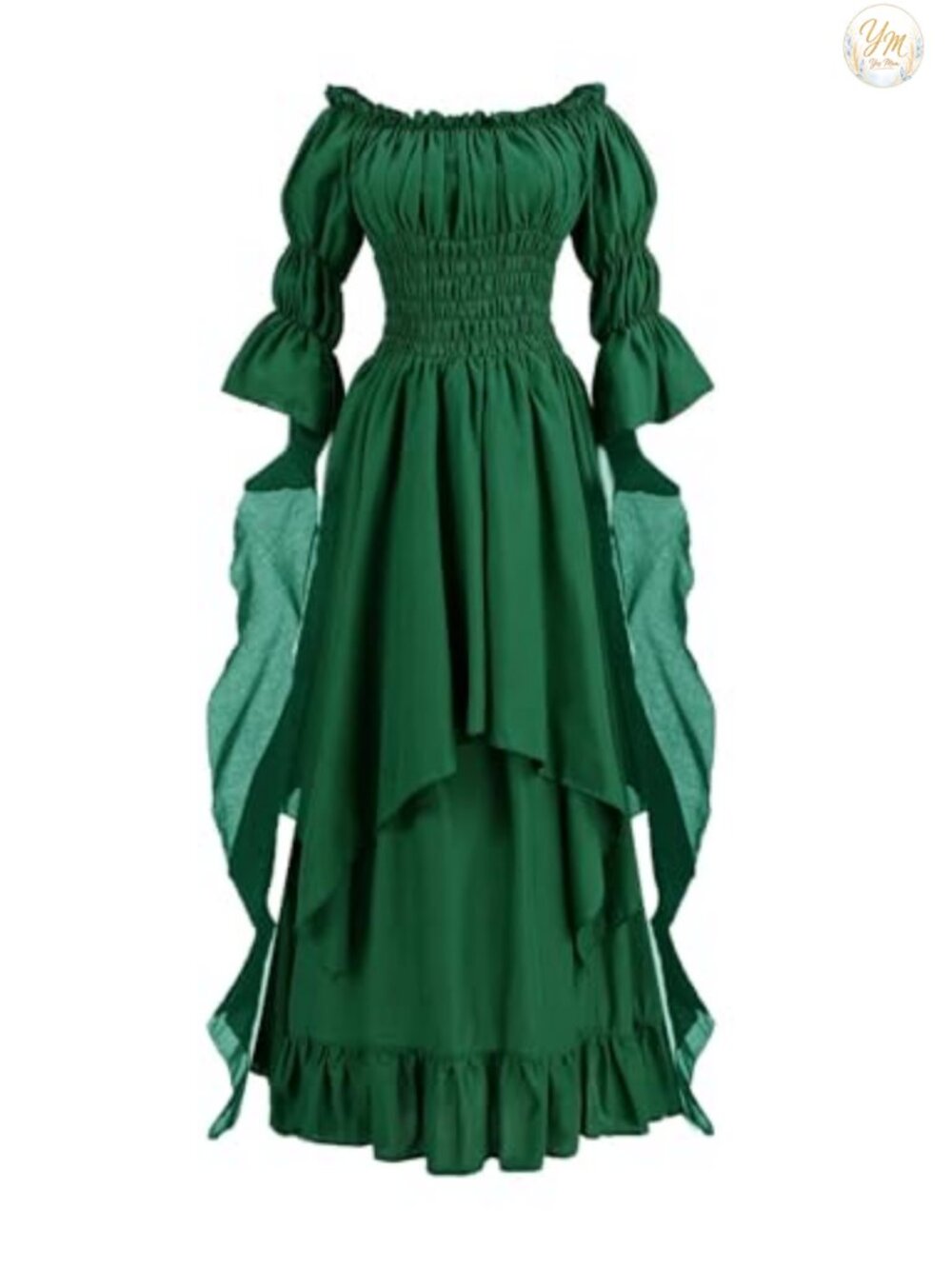Victorian Renaissance Costume Dress Off Shoulder Elastic Neckline